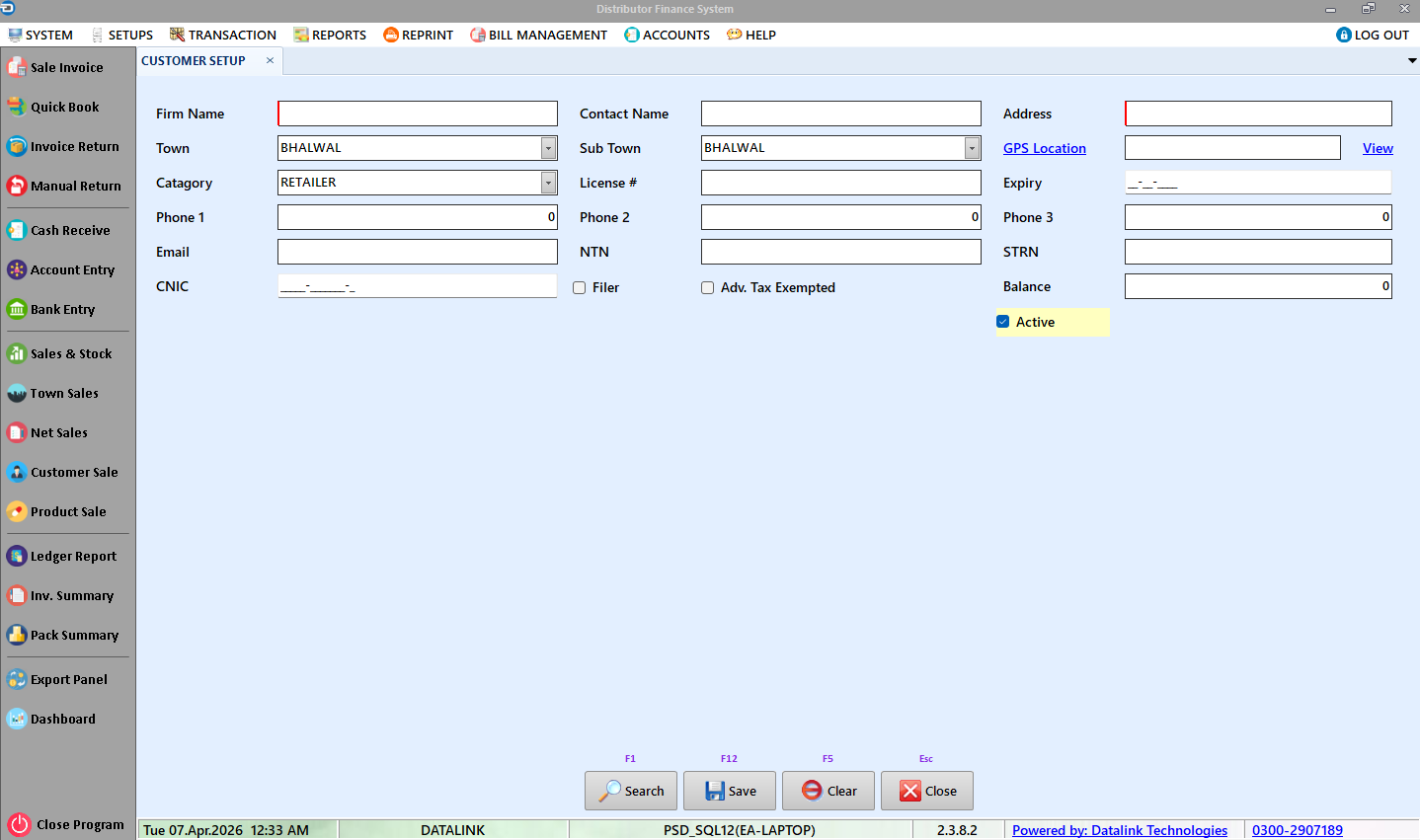 Customer Setup
