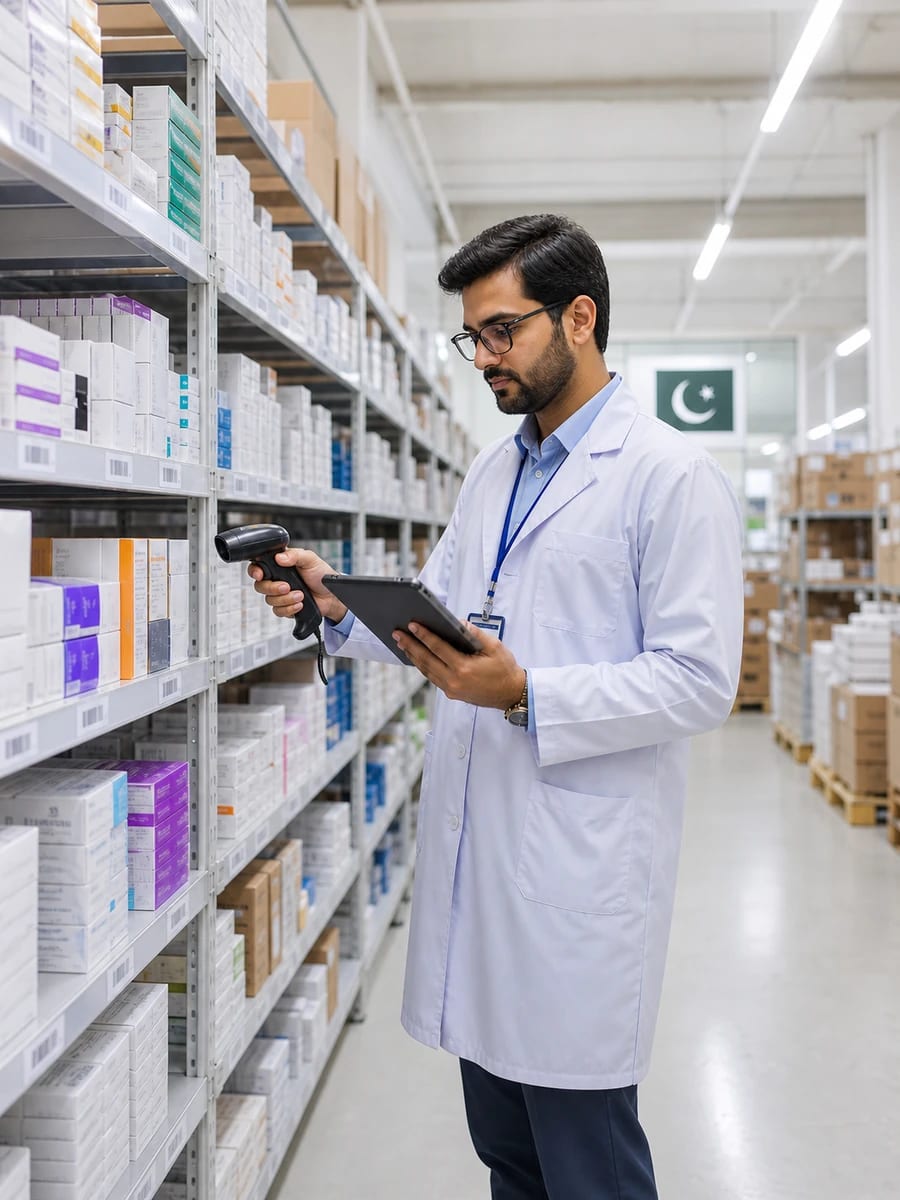 Pharmaceutical product and stock management in a distribution warehouse