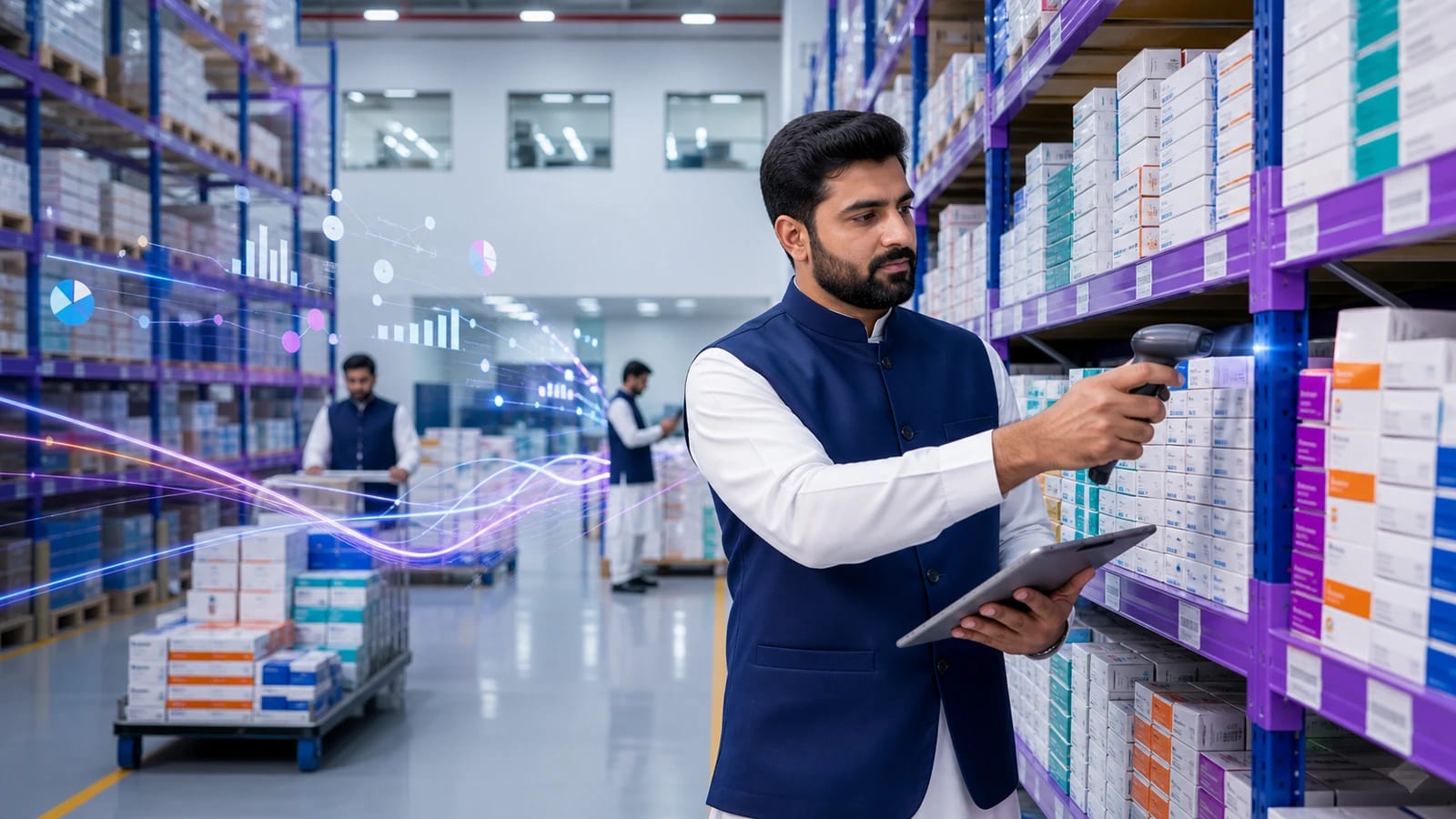 Connected pharmaceutical distribution warehouse operations